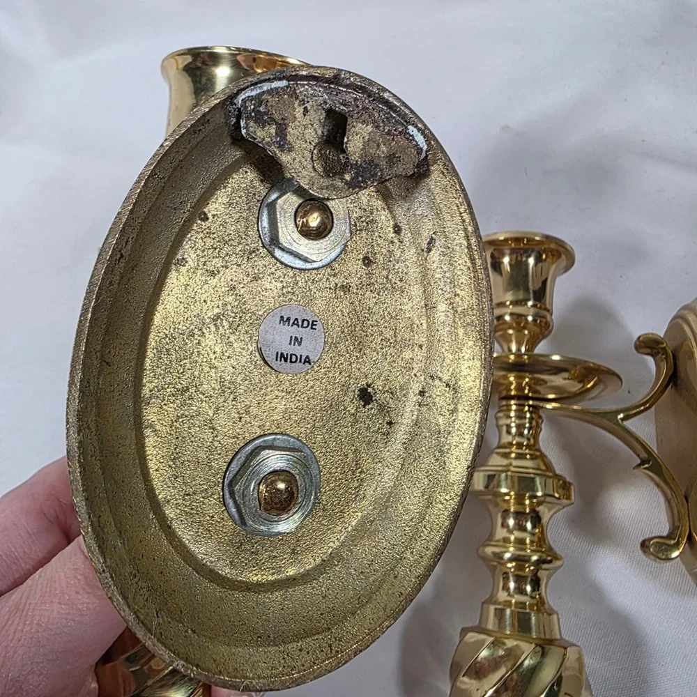 Brass Decorative Wall Sconces Pair - Polished Gold Finish